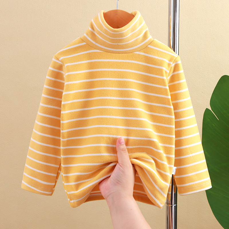 Jesenska korejska majica s ovratnikom srednjeg donjeg dijela za dječake i djevojčice, majica dugih rukava, prugasti top za bebe, dječja odjeća u korejskom stilu, jesen i zima