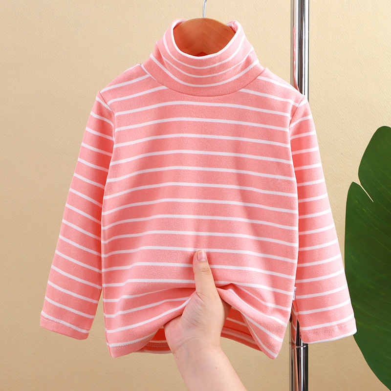 Jesenska korejska majica s ovratnikom srednjeg donjeg dijela za dječake i djevojčice, majica dugih rukava, prugasti top za bebe, dječja odjeća u korejskom stilu, jesen i zima