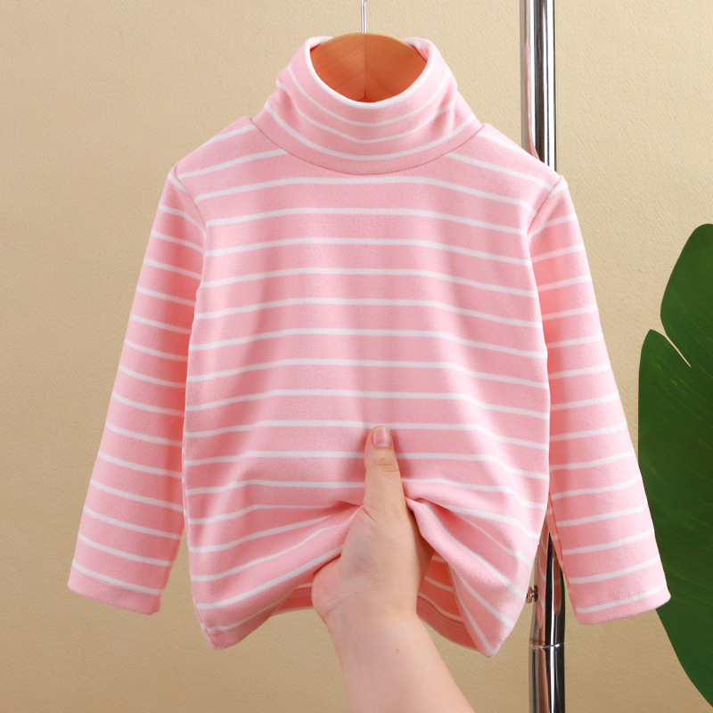 Jesenska korejska majica s ovratnikom srednjeg donjeg dijela za dječake i djevojčice, majica dugih rukava, prugasti top za bebe, dječja odjeća u korejskom stilu, jesen i zima