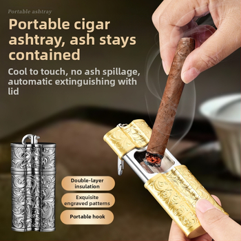Pārrobežu radoša pārnēsājama pelnutrauka ar metāla sprādzi, pārnēsājama automašīnas āra pelnutrauka glabāšanai āra cigāru pelnutrauks