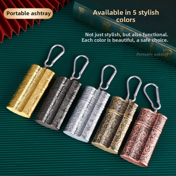 Pārrobežu radoša pārnēsājama pelnutrauka ar metāla sprādzi, pārnēsājama automašīnas āra pelnutrauka glabāšanai āra cigāru pelnutrauks
