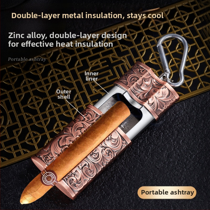 Prenosný popolník CrossBorder Creative s kovovou prackou, prenosný do auta, vonkajší popolník na cigary