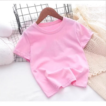 Poistele ja tüdrukutele mõeldud lihtne igapäevane ümara kaelusega T-särk Suvine lühikeste varrukatega Mitmekülgne vabaaja puhasvärviline puuvillane T-särk Poistele ja tüdrukutele samas stiilis pluusid