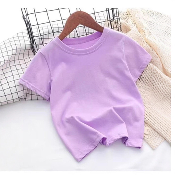 Poistele ja tüdrukutele mõeldud lihtne igapäevane ümara kaelusega T-särk Suvine lühikeste varrukatega Mitmekülgne vabaaja puhasvärviline puuvillane T-särk Poistele ja tüdrukutele samas stiilis pluusid