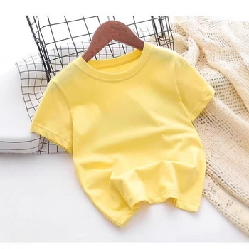 Poistele ja tüdrukutele mõeldud lihtne igapäevane ümara kaelusega T-särk Suvine lühikeste varrukatega Mitmekülgne vabaaja puhasvärviline puuvillane T-särk Poistele ja tüdrukutele samas stiilis pluusid