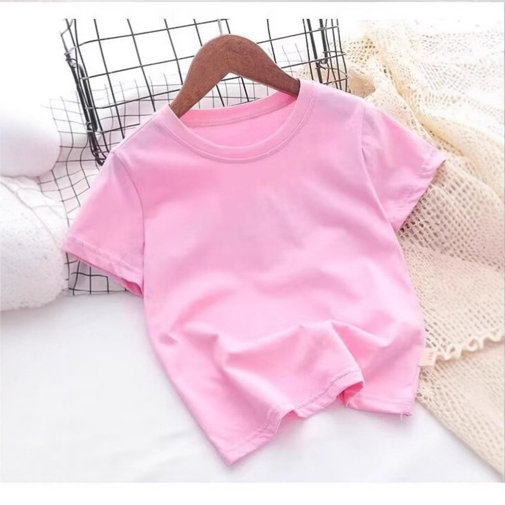 Poistele ja tüdrukutele mõeldud lihtne igapäevane ümara kaelusega T-särk Suvine lühikeste varrukatega Mitmekülgne vabaaja puhasvärviline puuvillane T-särk Poistele ja tüdrukutele samas stiilis pluusid