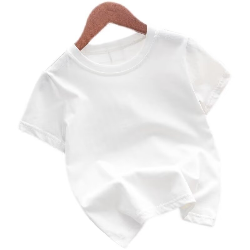 Poistele ja tüdrukutele mõeldud lihtne igapäevane ümara kaelusega T-särk Suvine lühikeste varrukatega Mitmekülgne vabaaja puhasvärviline puuvillane T-särk Poistele ja tüdrukutele samas stiilis pluusid