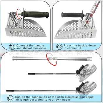 Rannaliiva kühvel, metallidetektor, liivakühvel, aarete tuvastamine 304 roostevabast terasest käepidemega tööriistaga, kulla otsimise tuvastuskühvel