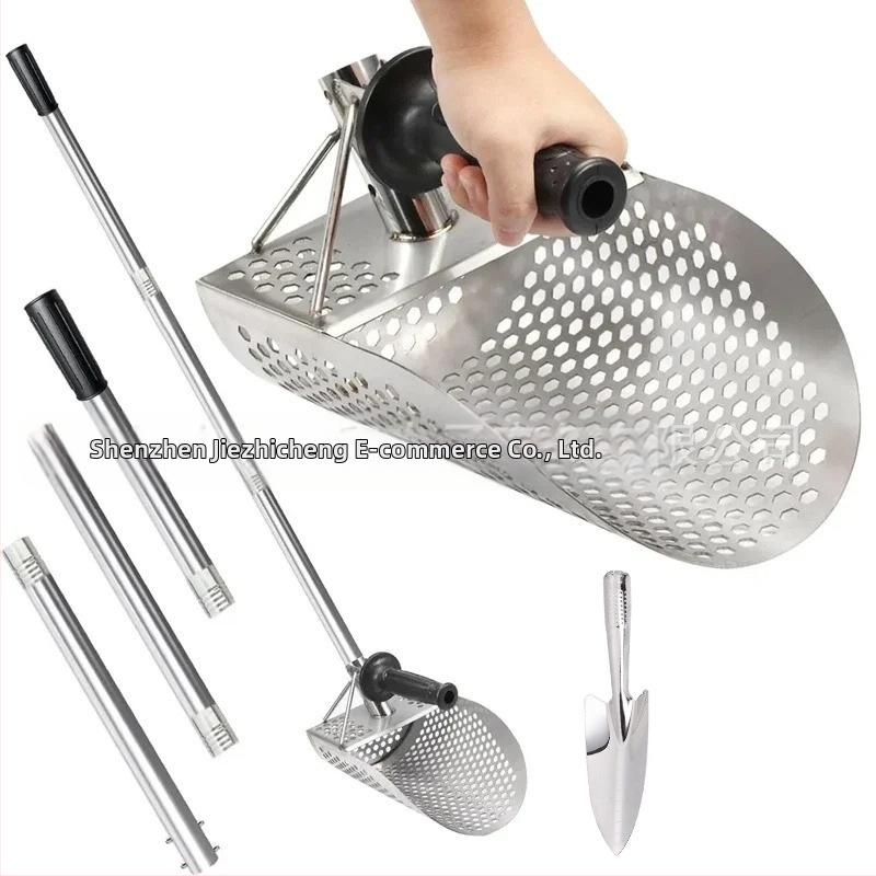 Rannaliiva kühvel, metallidetektor, liivakühvel, aarete tuvastamine 304 roostevabast terasest käepidemega tööriistaga, kulla otsimise tuvastuskühvel