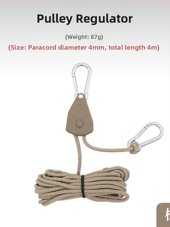 Välistingimustes kasutatav rihmaratta regulaator, telgihoidja, metallist tõsterihmaratas, peegeldav tuuleköis, julge varikatuse vihmavarjuköis 4mm