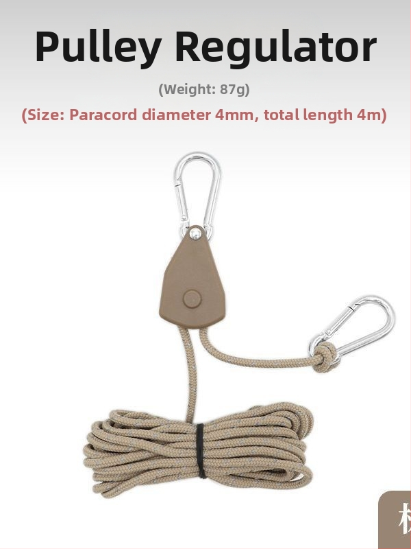 Välistingimustes kasutatav rihmaratta regulaator, telgihoidja, metallist tõsterihmaratas, peegeldav tuuleköis, julge varikatuse vihmavarjuköis 4mm