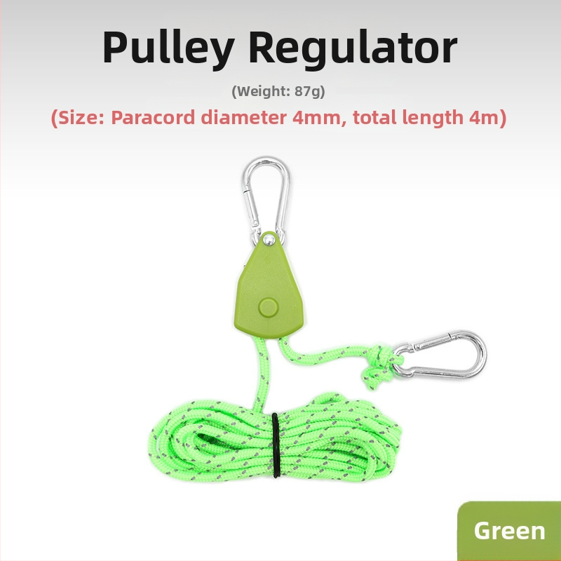 Välistingimustes kasutatav rihmaratta regulaator, telgihoidja, metallist tõsterihmaratas, peegeldav tuuleköis, julge varikatuse vihmavarjuköis 4mm