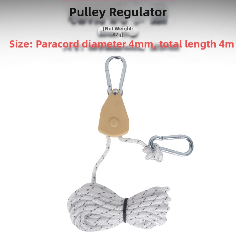 Välistingimustes kasutatav rihmaratta regulaator, telgihoidja, metallist tõsterihmaratas, peegeldav tuuleköis, julge varikatuse vihmavarjuköis 4mm