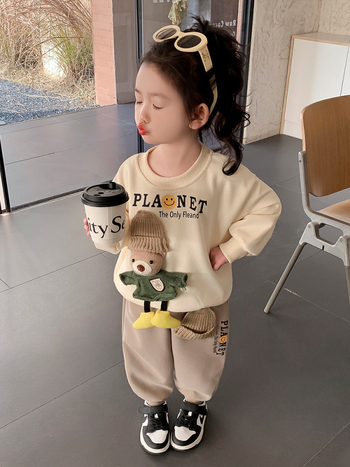 Κορίτσια Άνοιξη Κοστούμι 2025 Νέο Στυλ Ανοιξιάτικα Ρούχα Παιδικά Casual Πουλόβερ Κορίτσια Άνοιξη και Φθινόπωρο Αθλητικό Σετ Δύο Τεμαχίων