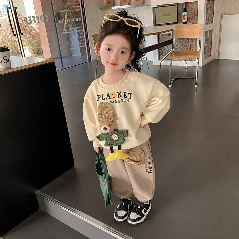 Tüdrukute kevadkostüüm 2025 uue stiiliga kevadriided laste vabaaja kampsunid tüdrukute kevad- ja sügisspordi kaheosaline komplekt