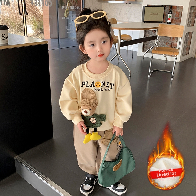 Tüdrukute kevadkostüüm 2025 uue stiiliga kevadriided laste vabaaja kampsunid tüdrukute kevad- ja sügisspordi kaheosaline komplekt