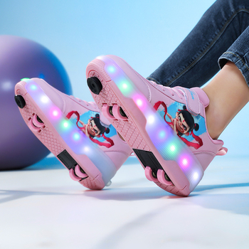 Tiesiogiai iš gamyklos parduodami vaikiški šviečiantys helooniniai batai su keturiais ratais, nematomi mokinių pačiūžų skriemuliai su ratukais, vaikščiojančios mergaitės