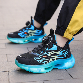 Παιδικά παπούτσια 2025 Νέα άφιξη Παιδικά αθλητικά παπούτσια με περιστρεφόμενη αγκράφα Μεσαίου και μεγάλου μεγέθους για αγόρια Μαλακή σόλα Χοντρή σόλα Αντιολισθητικά αναπνεύσιμα παπούτσια για αγόρια