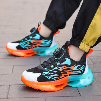 Παιδικά παπούτσια 2025 Νέα άφιξη Παιδικά αθλητικά παπούτσια με περιστρεφόμενη αγκράφα Μεσαίου και μεγάλου μεγέθους για αγόρια Μαλακή σόλα Χοντρή σόλα Αντιολισθητικά αναπνεύσιμα παπούτσια για αγόρια