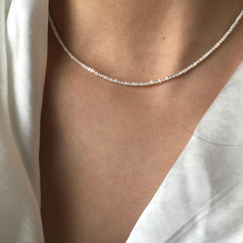 S925 Ασημένιο Μοντέρνο Απλό Αφρώδες Κουνουπίδι Χιονονιφάδα Αλυσίδα Κολιέ Βραχιόλι Κοστούμι Άμεση Πώληση από το Εργοστάσιο