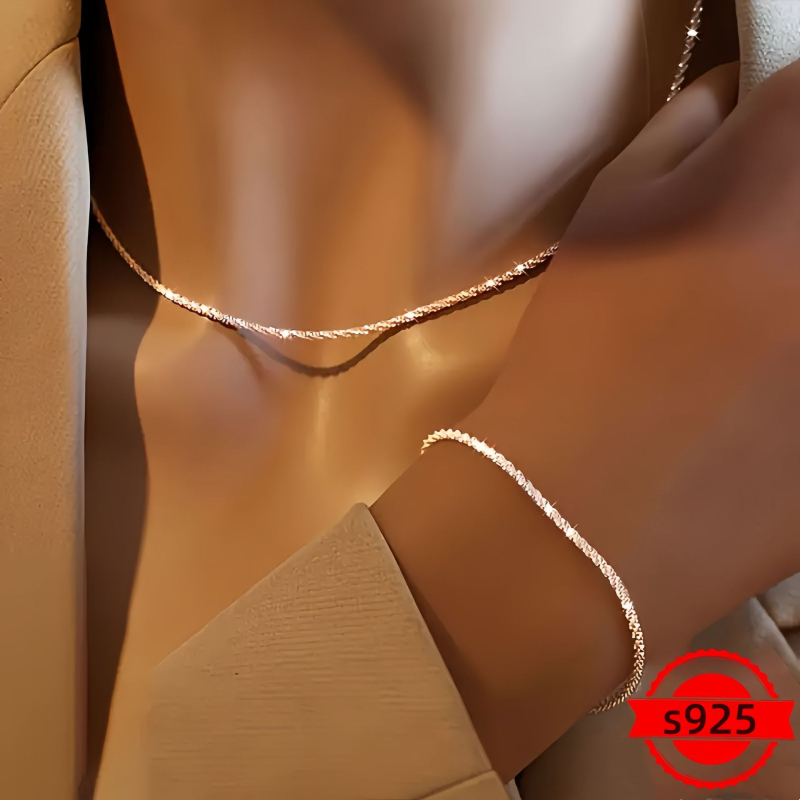 S925 Ασημένιο Μοντέρνο Απλό Αφρώδες Κουνουπίδι Χιονονιφάδα Αλυσίδα Κολιέ Βραχιόλι Κοστούμι Άμεση Πώληση από το Εργοστάσιο