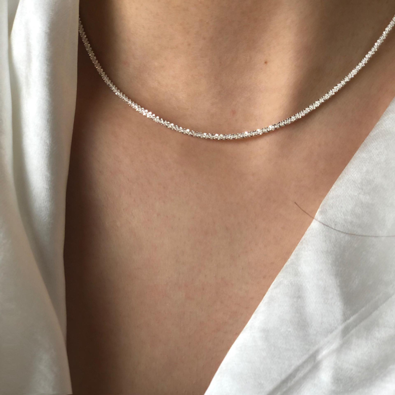 S925 Ασημένιο Μοντέρνο Απλό Αφρώδες Κουνουπίδι Χιονονιφάδα Αλυσίδα Κολιέ Βραχιόλι Κοστούμι Άμεση Πώληση από το Εργοστάσιο