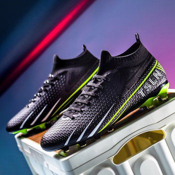 Ποδοσφαιρικά παπούτσια μεγάλου μεγέθους, με ψηλό τελείωμα, για εξωτερικούς χώρους, με καρφιά, σπασμένα νύχια, αθλητικά ποδοσφαιρικά παπούτσια με τεχνητό γρασίδι TF, αντιολισθητικά παπούτσια προπόνησης