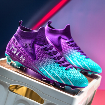 Ποδοσφαιρικά παπούτσια μεγάλου μεγέθους, με ψηλό τελείωμα, για εξωτερικούς χώρους, με καρφιά, σπασμένα νύχια, αθλητικά ποδοσφαιρικά παπούτσια με τεχνητό γρασίδι TF, αντιολισθητικά παπούτσια προπόνησης