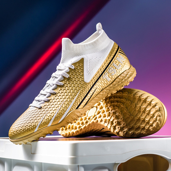 Ποδοσφαιρικά παπούτσια μεγάλου μεγέθους, με ψηλό τελείωμα, για εξωτερικούς χώρους, με καρφιά, σπασμένα νύχια, αθλητικά ποδοσφαιρικά παπούτσια με τεχνητό γρασίδι TF, αντιολισθητικά παπούτσια προπόνησης