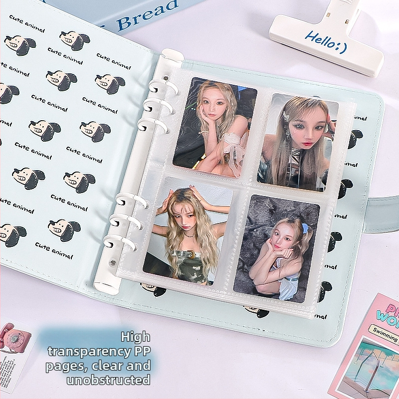 Нов оригинален Insa5 албум с четири решетки от PU карти, 3-инчов студентски вентилатор, изискан малък албум за съхранение на карти, албум за снимки