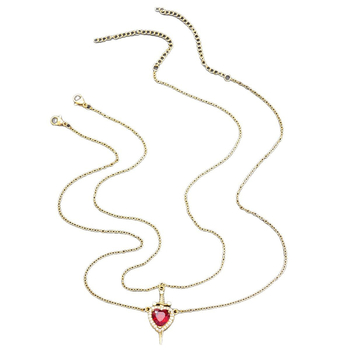 Tarptautinis perkamiausias Valentino dienos dovanų rinkinys su „Strėle per širdį“ – rubino ir meilės durklo, deimanto ir raktikaulio grandinėle