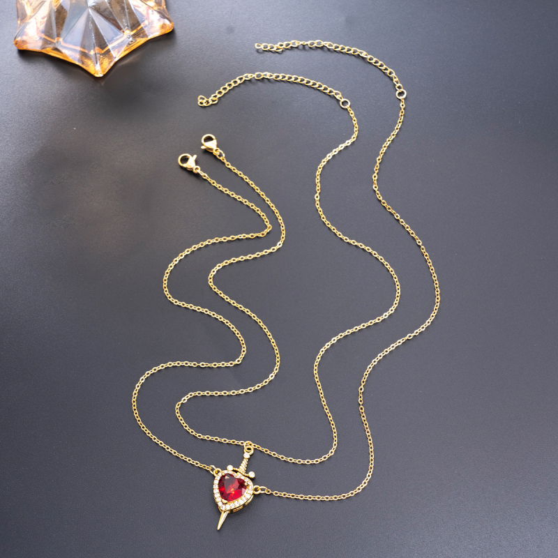 Tarptautinis perkamiausias Valentino dienos dovanų rinkinys su „Strėle per širdį“ – rubino ir meilės durklo, deimanto ir raktikaulio grandinėle