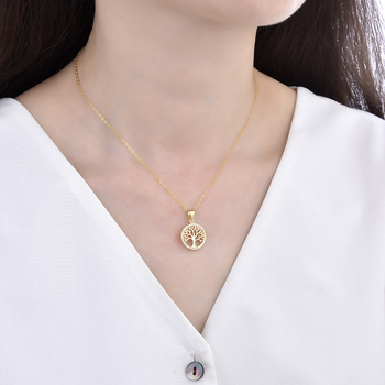 Κολιέ από ασήμι 925, γυναικεία κοσμήματα, ευρωπαϊκή και αμερικανική μόδα, διασυνοριακό, υψηλής αισθητικής, μενταγιόν με διαμάντια, στρογγυλό μενταγιόν, αλυσίδα κλείδας, μενταγιόν σε σχήμα δέντρου, με διαμάντια