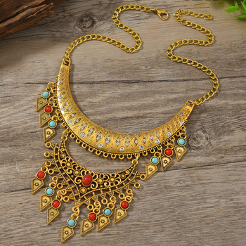 Ευρωπαϊκά και αμερικανικά μεγάλα ρετρό κολιέ νέας μόδας πολυτελείας με υπερβολικά διαμάντια, γυναικεία αλυσίδα κλείδας χονδρικής