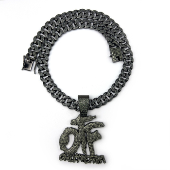 Ζεστό διασυνοριακό εκρηκτικό χιπ-χοπ ευρωπαϊκό και αμερικανικό OTF πλήρες διαμάντι κουβανέζικο κολιέ αλυσίδας ασημένιο χρυσό μαύρο μενταγιόν