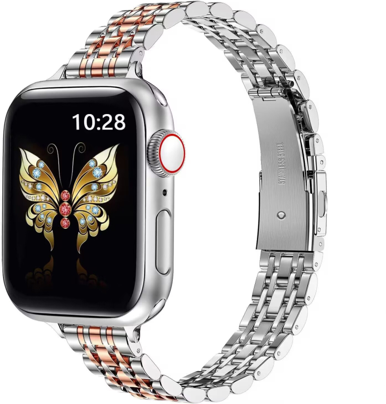Για Apple Iwatch Seven Beads Μικρή μέση άνδρας Λουράκι από ανοξείδωτο ατσάλι Applewatch Πτυσσόμενο μεταλλικό λουράκι ρολογιού