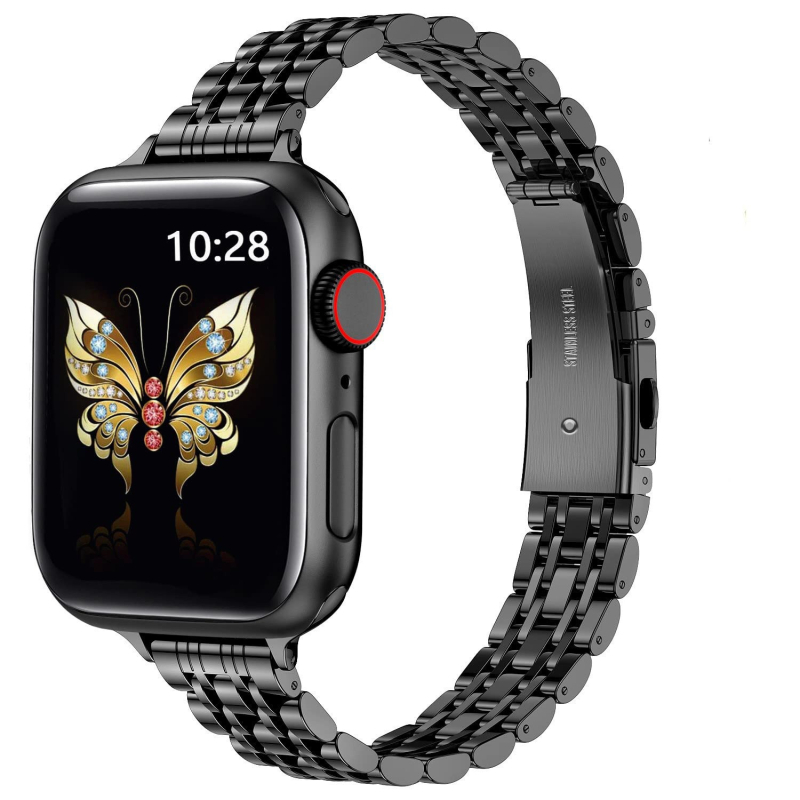 Pentru Apple Iwatch Seven Beads Small Man Waist Strap din oțel inoxidabil Applewatch cataramă pliabilă curea de ceas metalică