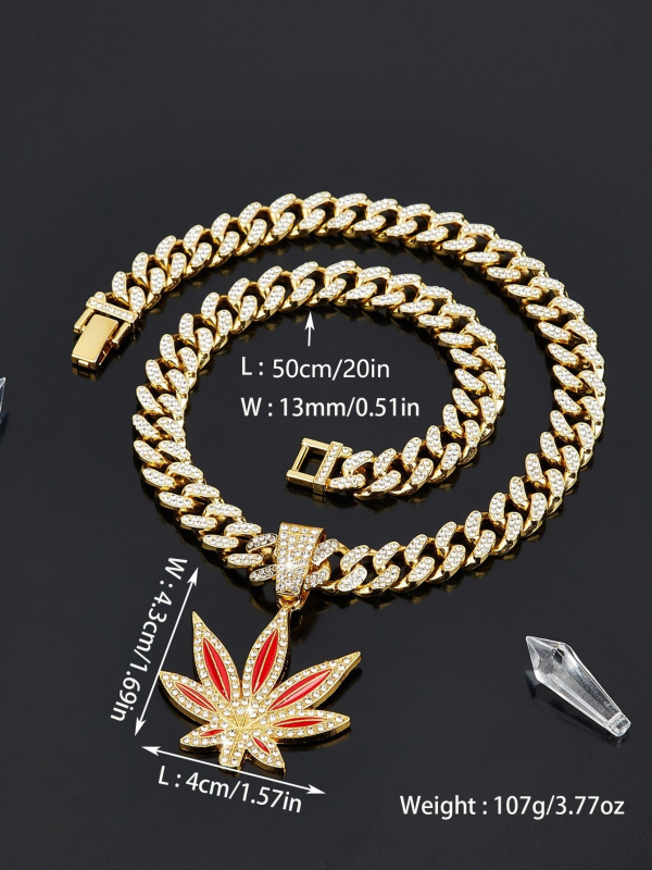 Amazoni kuummüügis mood teemantpunane sinine õli vahtralehe kaelakee meestele ja naistele hiphop-punk ripats üksik ripats hulgimüük