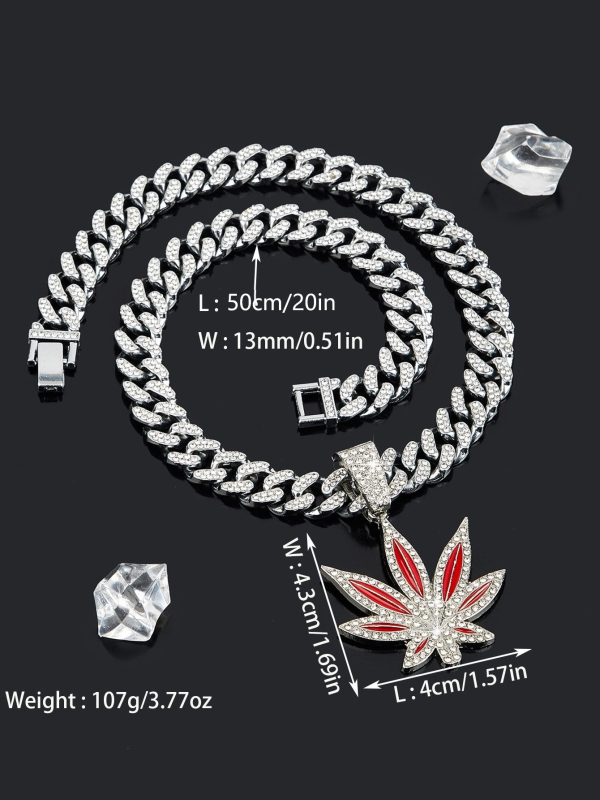 Amazoni kuummüügis mood teemantpunane sinine õli vahtralehe kaelakee meestele ja naistele hiphop-punk ripats üksik ripats hulgimüük