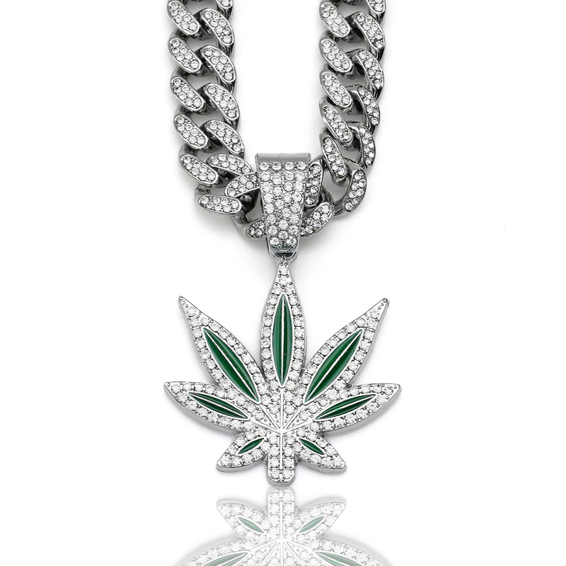 Amazoni kuummüügis mood teemantpunane sinine õli vahtralehe kaelakee meestele ja naistele hiphop-punk ripats üksik ripats hulgimüük