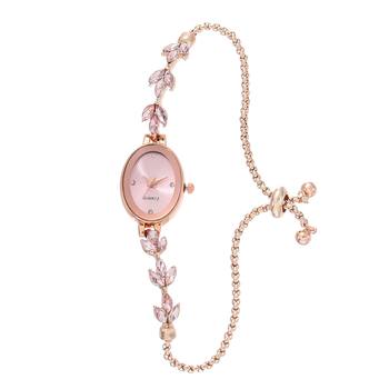 Νέα μόδα με οβάλ γυναικείο ρολόι με διαμάντια, κομψό ρολόι με βραχιόλι Lazy Pull, σε διαγώνια γραμμή