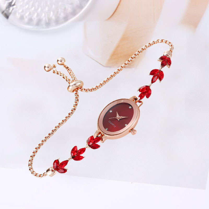 Νέα μόδα με οβάλ γυναικείο ρολόι με διαμάντια, κομψό ρολόι με βραχιόλι Lazy Pull, σε διαγώνια γραμμή