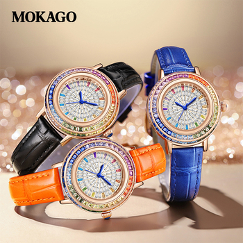 Moyigao vabaaja käekell naistele, niši disainiga teemantidega kaetud tähistaeva numbriga, elegantne pendelrihmaga kvartskellaga naistele