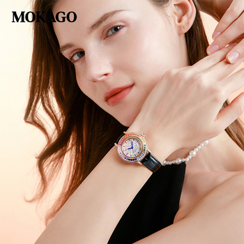 Γυναικείο ρολόι Moyigao Casual με κομψό σχεδιασμό και διαμάντια, με έναστρο καντράν και κομψή ζώνη Commuter Belt, για γυναίκες, με χαλαζία.