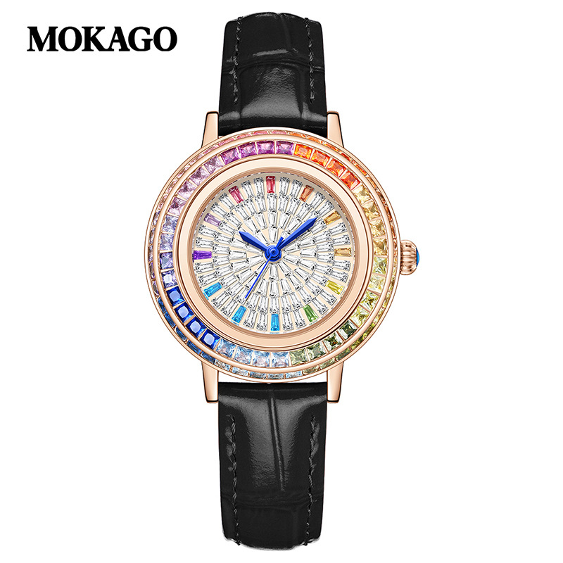 Moyigao vabaaja käekell naistele, niši disainiga teemantidega kaetud tähistaeva numbriga, elegantne pendelrihmaga kvartskellaga naistele