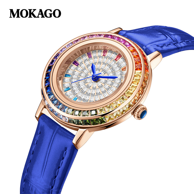 Moyigao vabaaja käekell naistele, niši disainiga teemantidega kaetud tähistaeva numbriga, elegantne pendelrihmaga kvartskellaga naistele