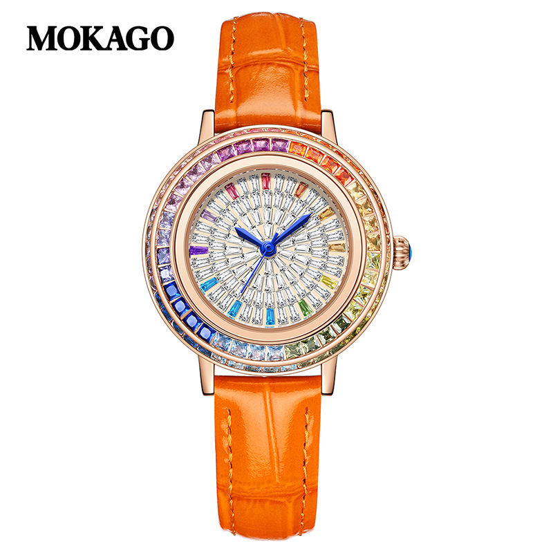 Moyigao vabaaja käekell naistele, niši disainiga teemantidega kaetud tähistaeva numbriga, elegantne pendelrihmaga kvartskellaga naistele