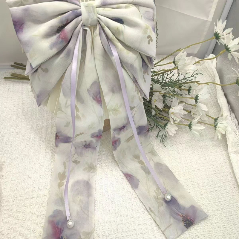 Kevad- ja suve uus stiil [Pink Mist Apricot Blossom] Kevad- ja suvemagus, taskukohane luksuslik ja tipptasemel lipsuga vedruklamber ülisuure disainiga