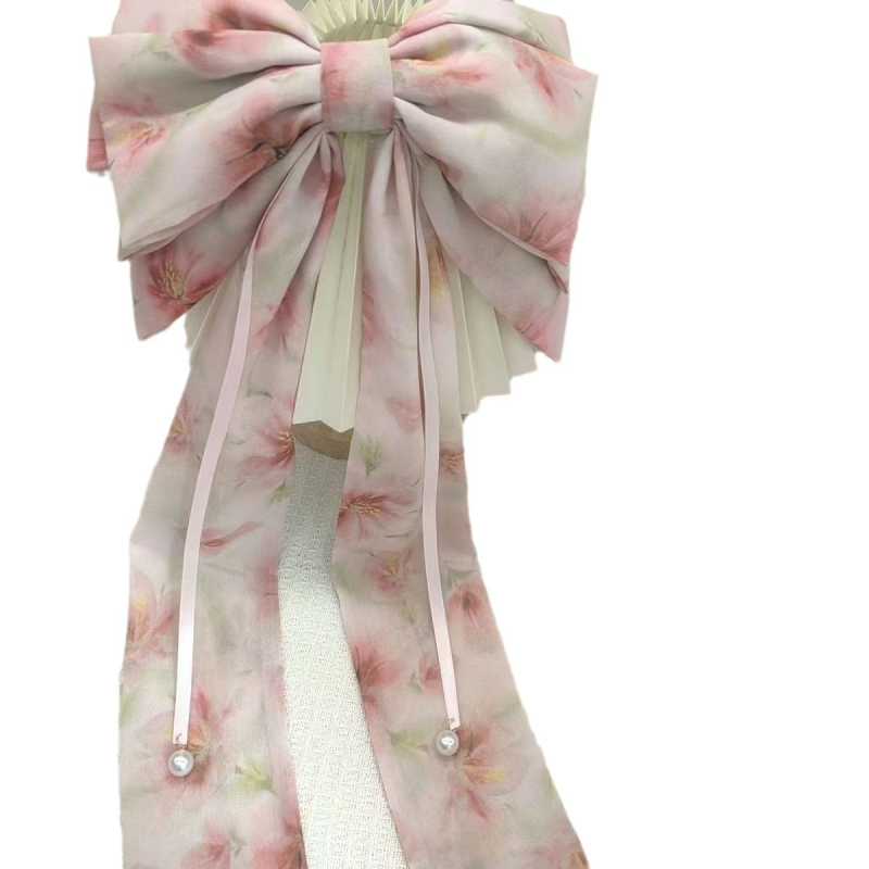 Kevad- ja suve uus stiil [Pink Mist Apricot Blossom] Kevad- ja suvemagus, taskukohane luksuslik ja tipptasemel lipsuga vedruklamber ülisuure disainiga