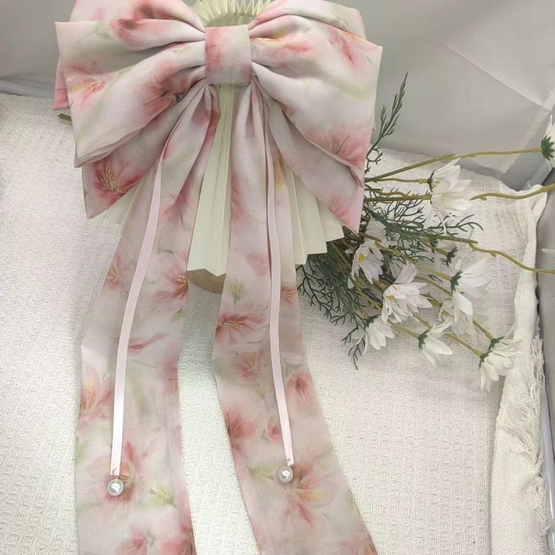 Kevad- ja suve uus stiil [Pink Mist Apricot Blossom] Kevad- ja suvemagus, taskukohane luksuslik ja tipptasemel lipsuga vedruklamber ülisuure disainiga